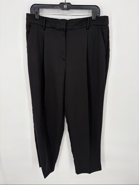 🛵 LOFT satin Black Tailored Pleated Trousers elastic back
